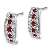 14K White Gold Lab Grown Diamond VS/SI+ G+ & Cr. Ruby Fancy Earrings